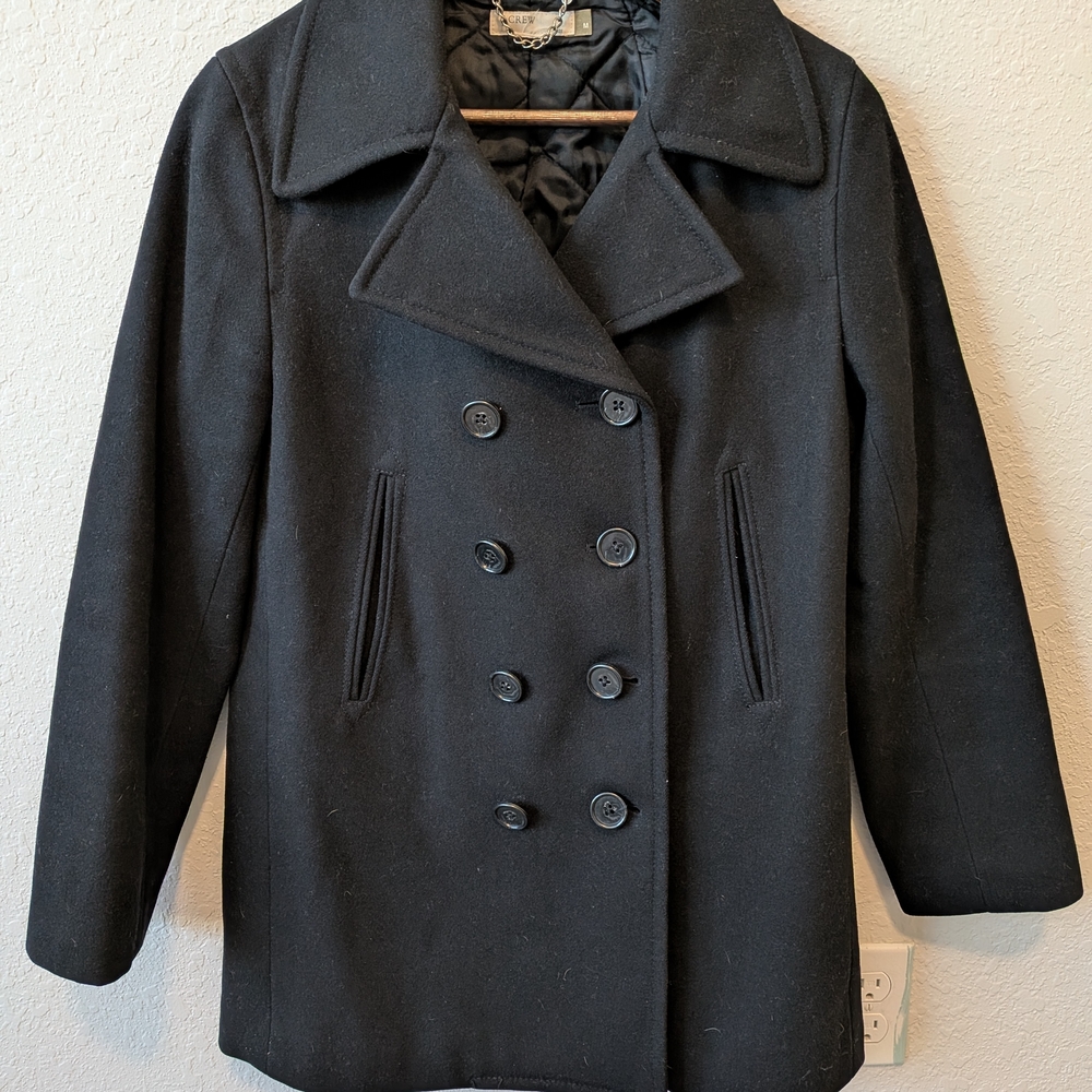 Women's Black Double-Breasted Peacoat